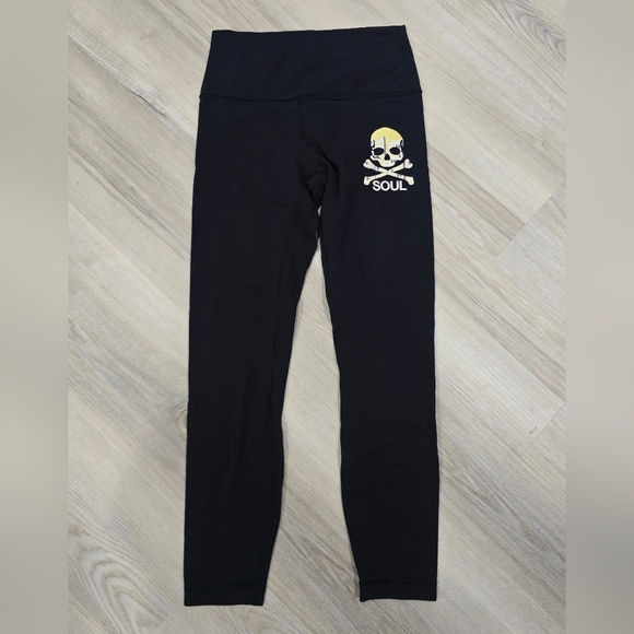 lululemon athletica Pants - Lululemon x Soulcycle Leggings Sz 6 Black with Skull design